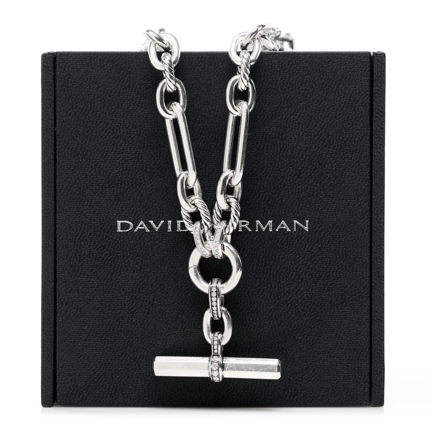 David Yurman Sterling Silver Diamond Lexington Chain Necklace 5 of 5