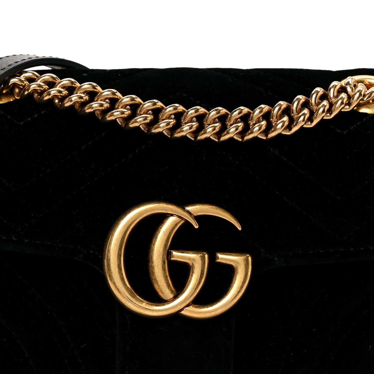 Gucci Velvet Matelasse Mini GG Marmont Shoulder Bag  Black 9 of 11
