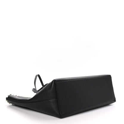 Valentino Garavani Grained Calfskin Rockstud Shoulder Tote Black 4 of 9