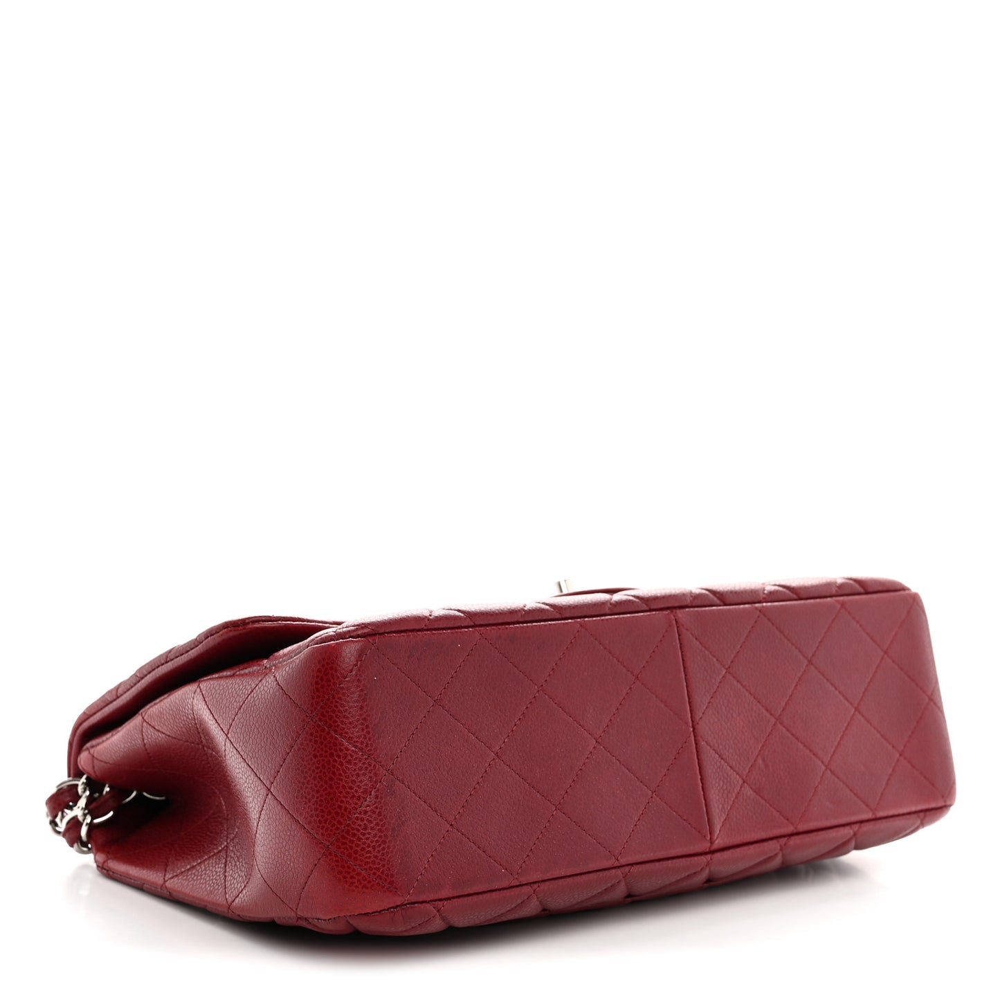 Caviar Quilted Jumbo Single Flap Dark Red