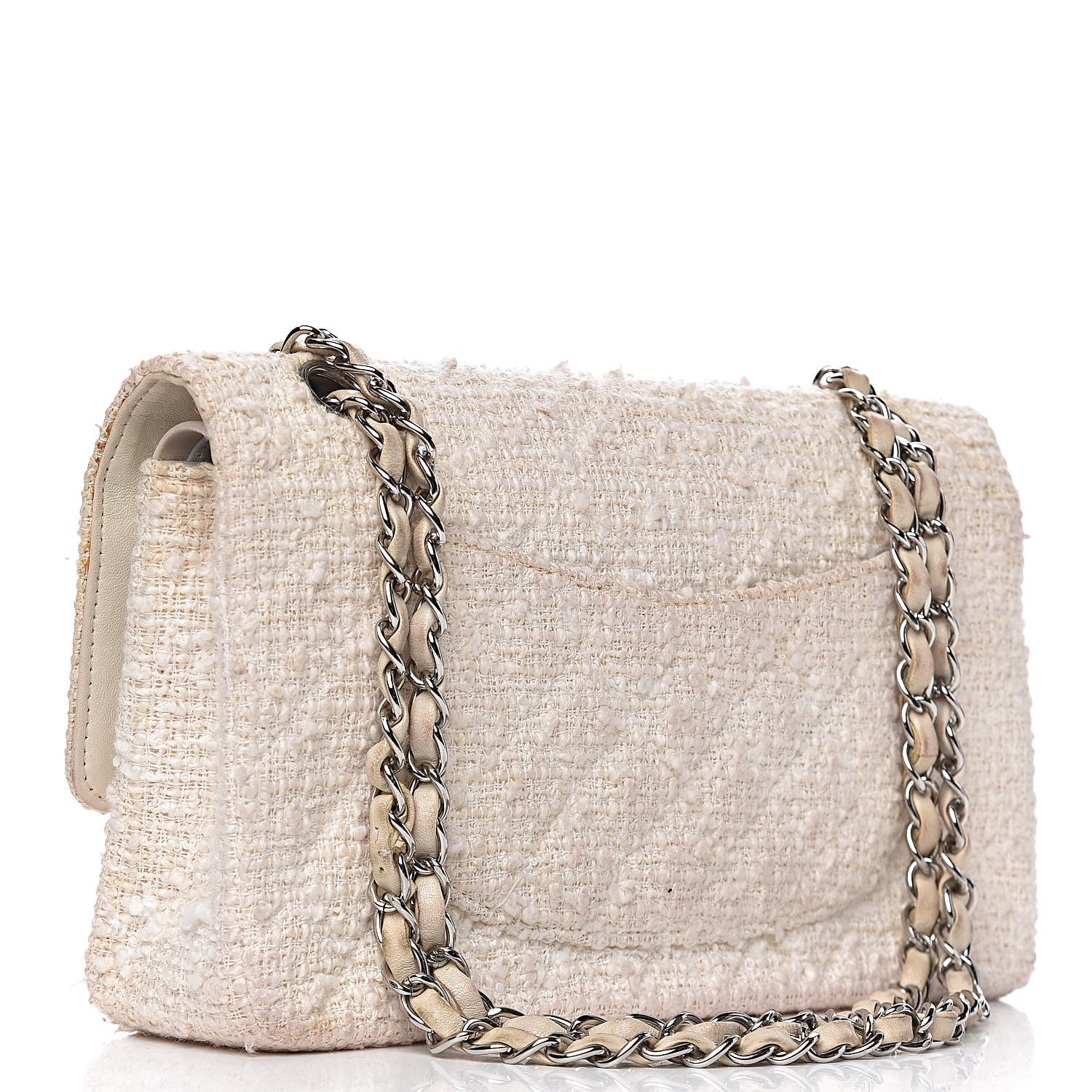 Chanel Tweed Medium Double Flap White 3 of 26