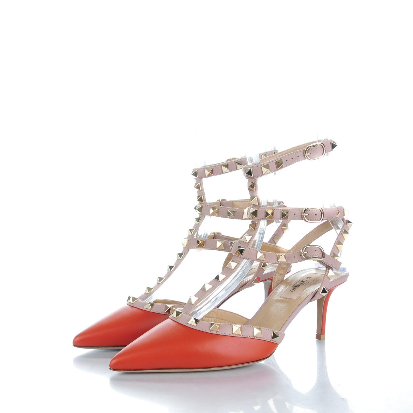 Nappa Rockstud Ankle Strap 65mm Pumps 37.5 English Red Poudre