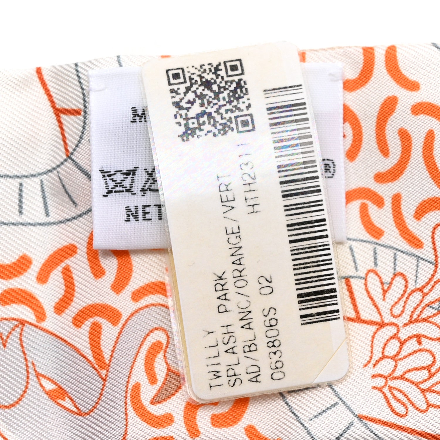 Hermes Silk Splash Park Twilly White Orange Vert 3 of 4