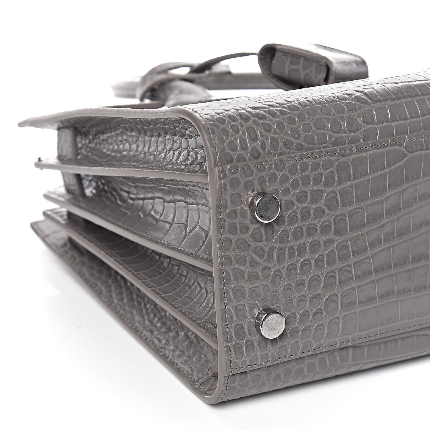 Calfskin Crocodile Embossed Baby Sac De Jour Fog