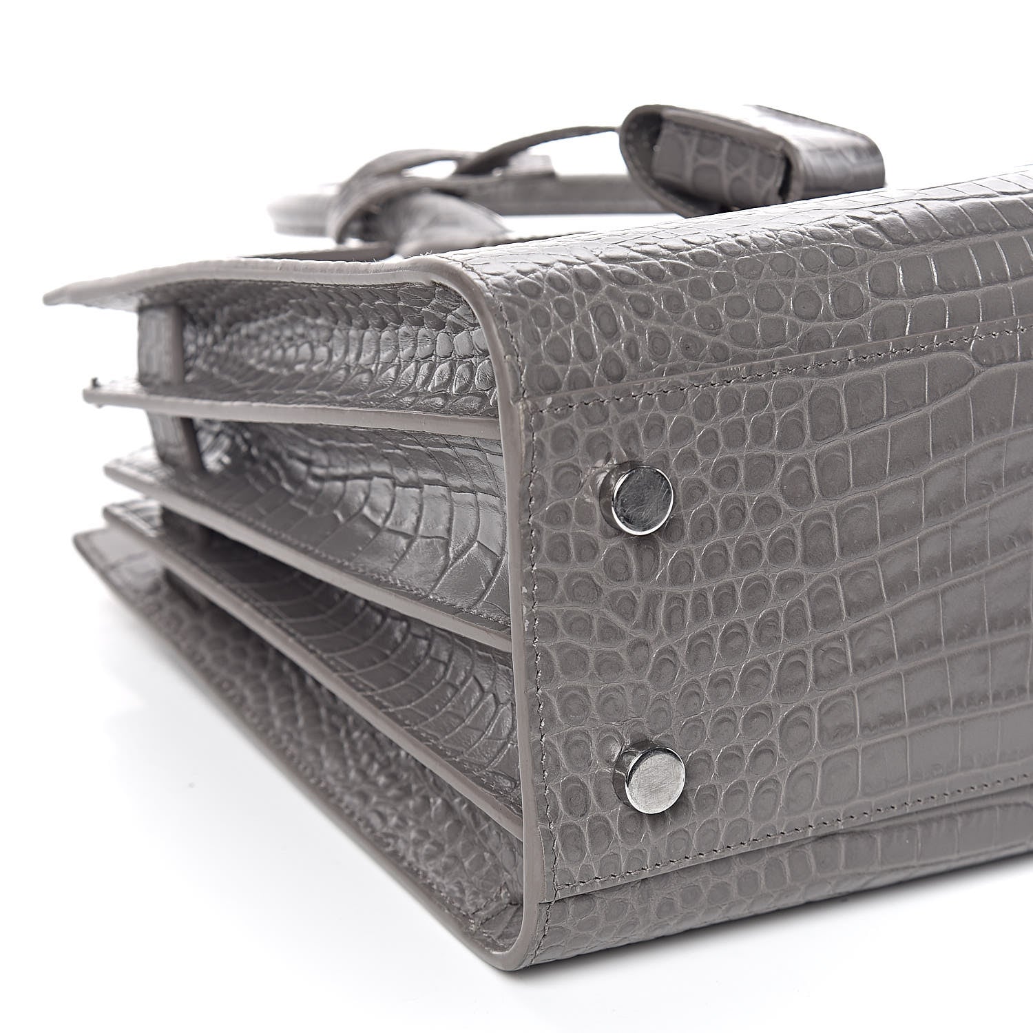 Saint Laurent Calfskin Crocodile Embossed Baby Sac De Jour Fog 8 of 9