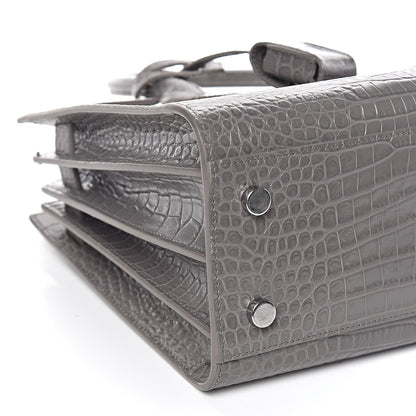 Saint Laurent Calfskin Crocodile Embossed Baby Sac De Jour Fog 8 of 9