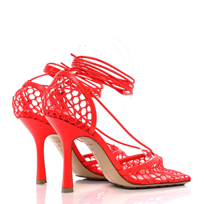 Bottega Veneta Mesh Nappa Stretch Ankle Tie Sandals 37 Tomato 4 of 7
