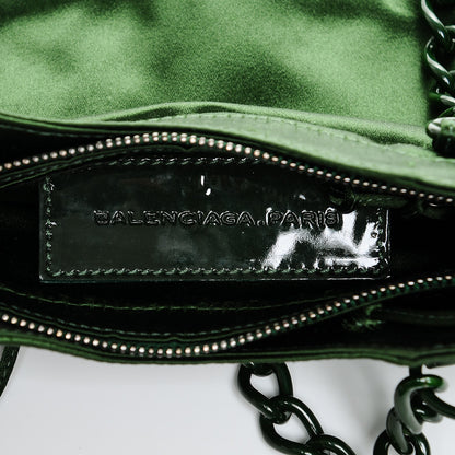 Balenciaga Satin Enamel Classique Chain Shoulder Bag Green 6 of 6