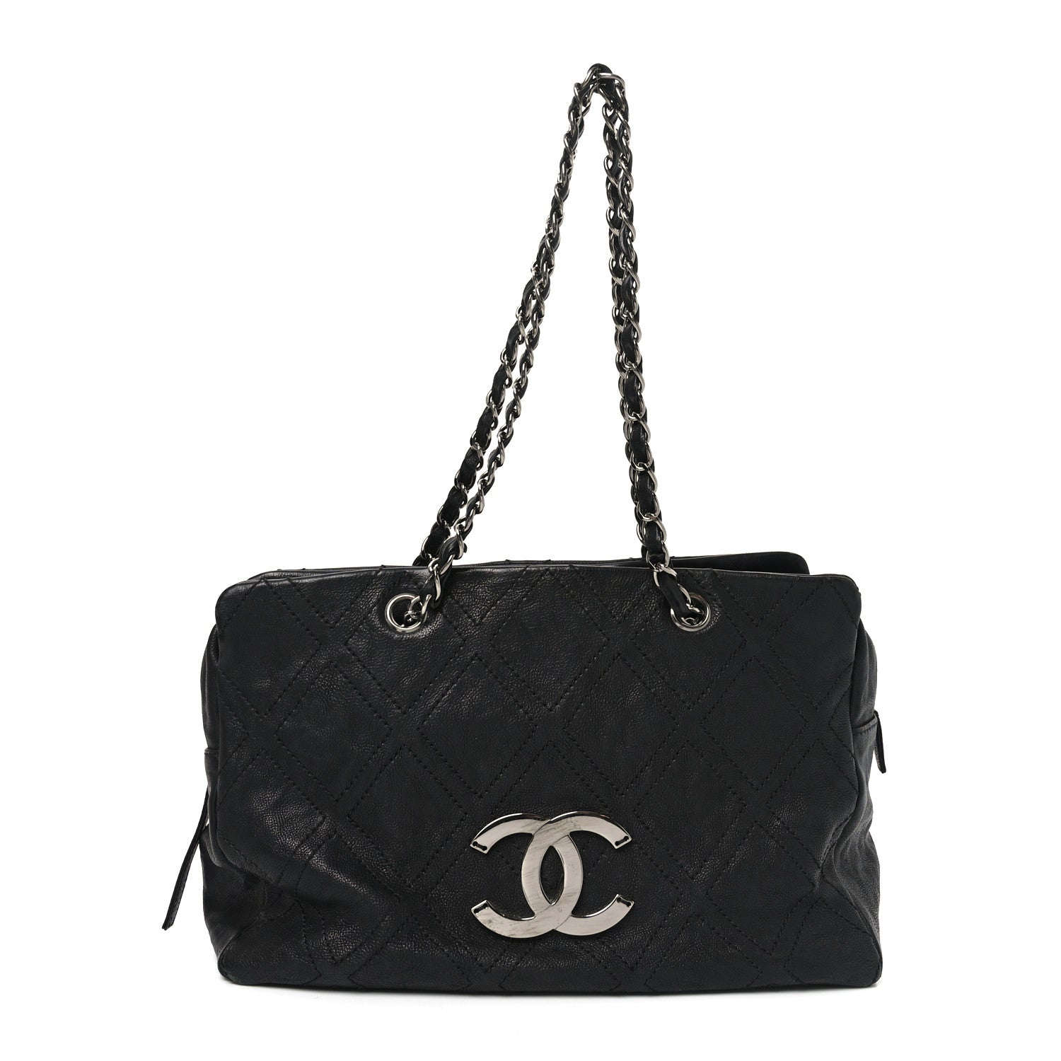 Chanel Calfskin Large Diamond Stitch Tote Black 1 of 10