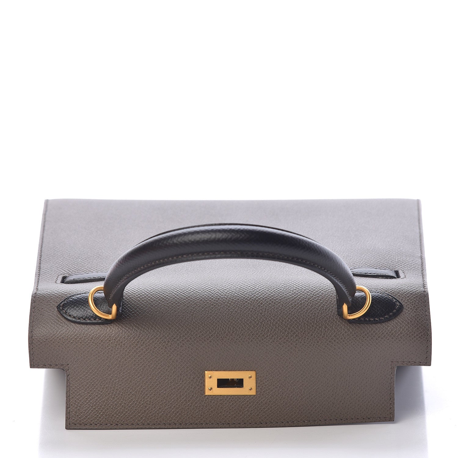 Hermes Epsom Bi Color Horseshoe Kelly Sellier 25 Etain Black 19 of 40