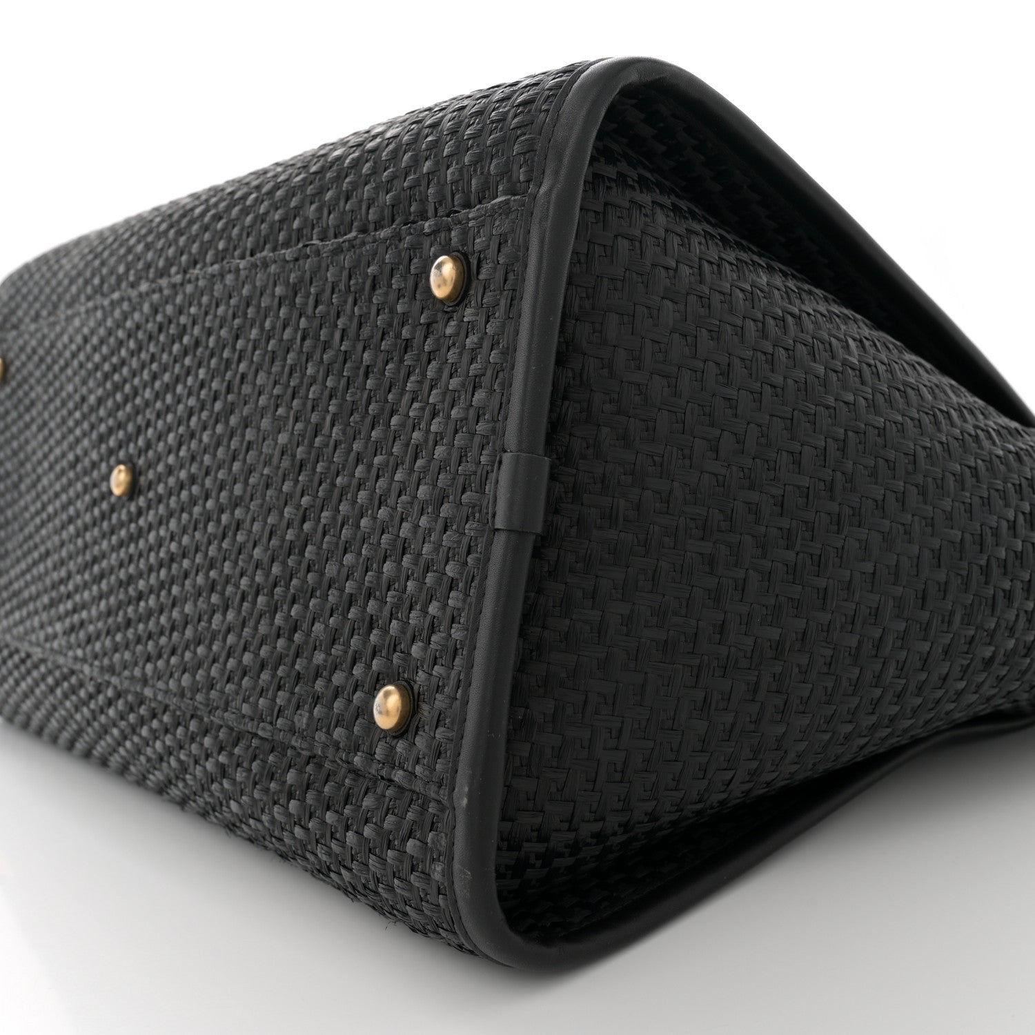 Chanel Straw Raffia Calfskin Chain Medium Deauville Black 10 of 10