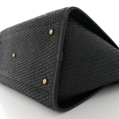 Chanel Straw Raffia Calfskin Chain Medium Deauville Black 10 of 10