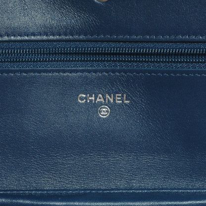 Chanel Patent Camellia Wallet on Chain WOC Blue 6 of 8