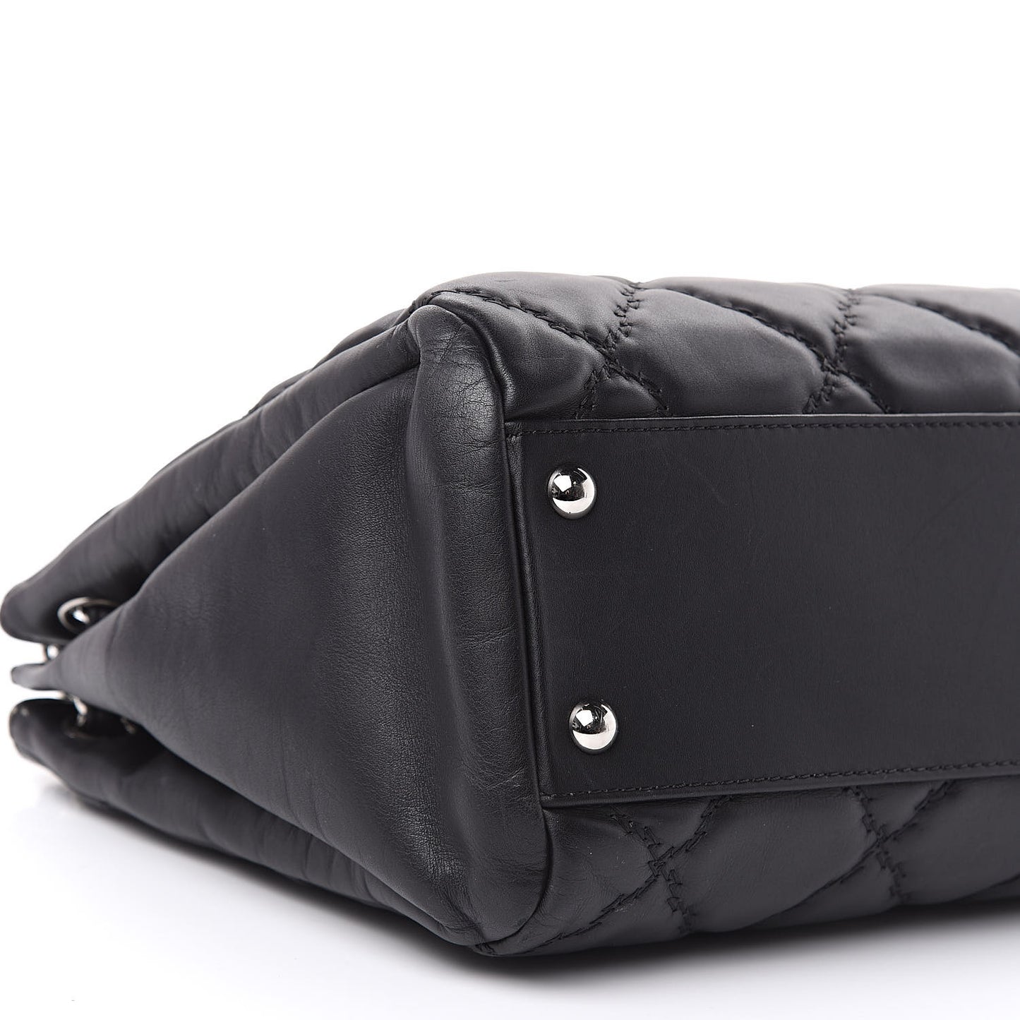 Calfskin Double Stitch Large Hamptons Flap Bag Black