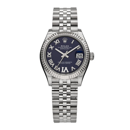 Rolex Stainless Steel 18K White Gold Diamond 31mm Oyster Perpetual Datejust Watch Aubergine Roman 278274 1 of 5