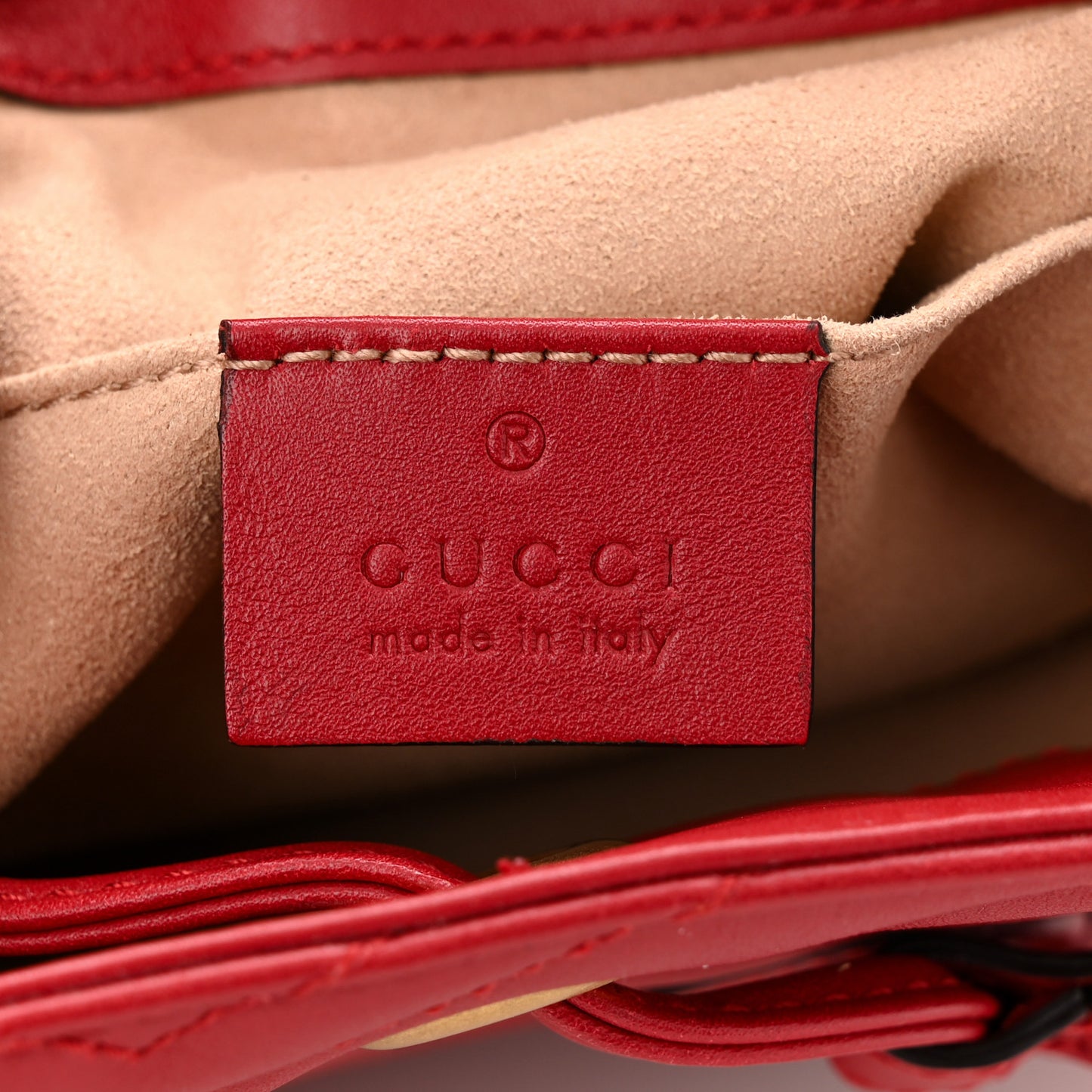 Calfskin Matelasse GG Marmont Flap Backpack Hibiscus Red