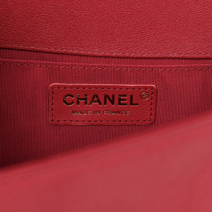 Chanel Caviar Chevron Quilted Medium Boy Flap Red 6 of 10
