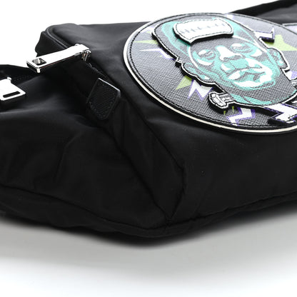 Prada X UNIVERSAL STUDIOS Tessuto Nylon Montagna Frankenstein Print Multi Zip Belt Bag Black Menta 9 of 9