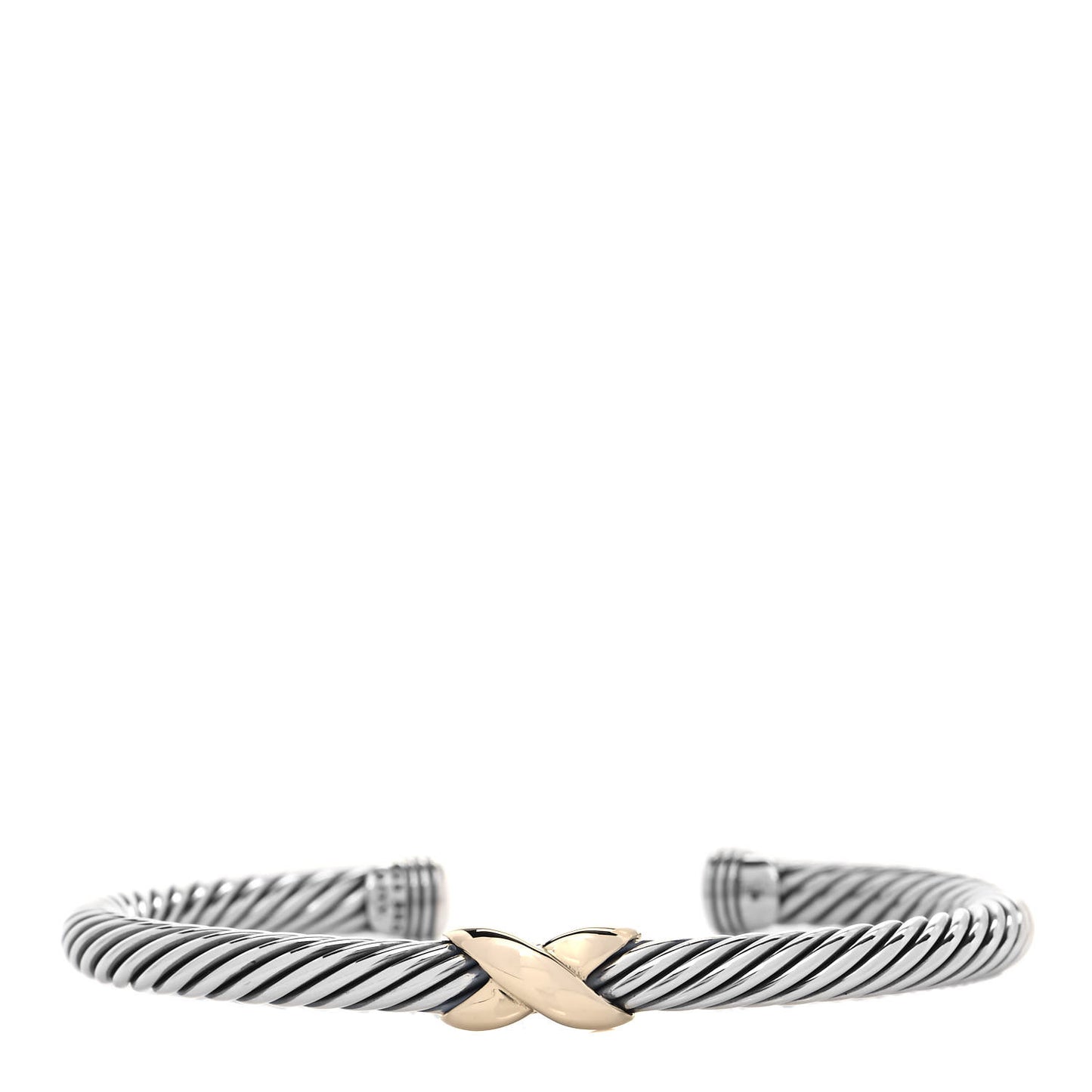 Sterling Silver 14K Yellow Gold 5mm X Station Cable Bracelet