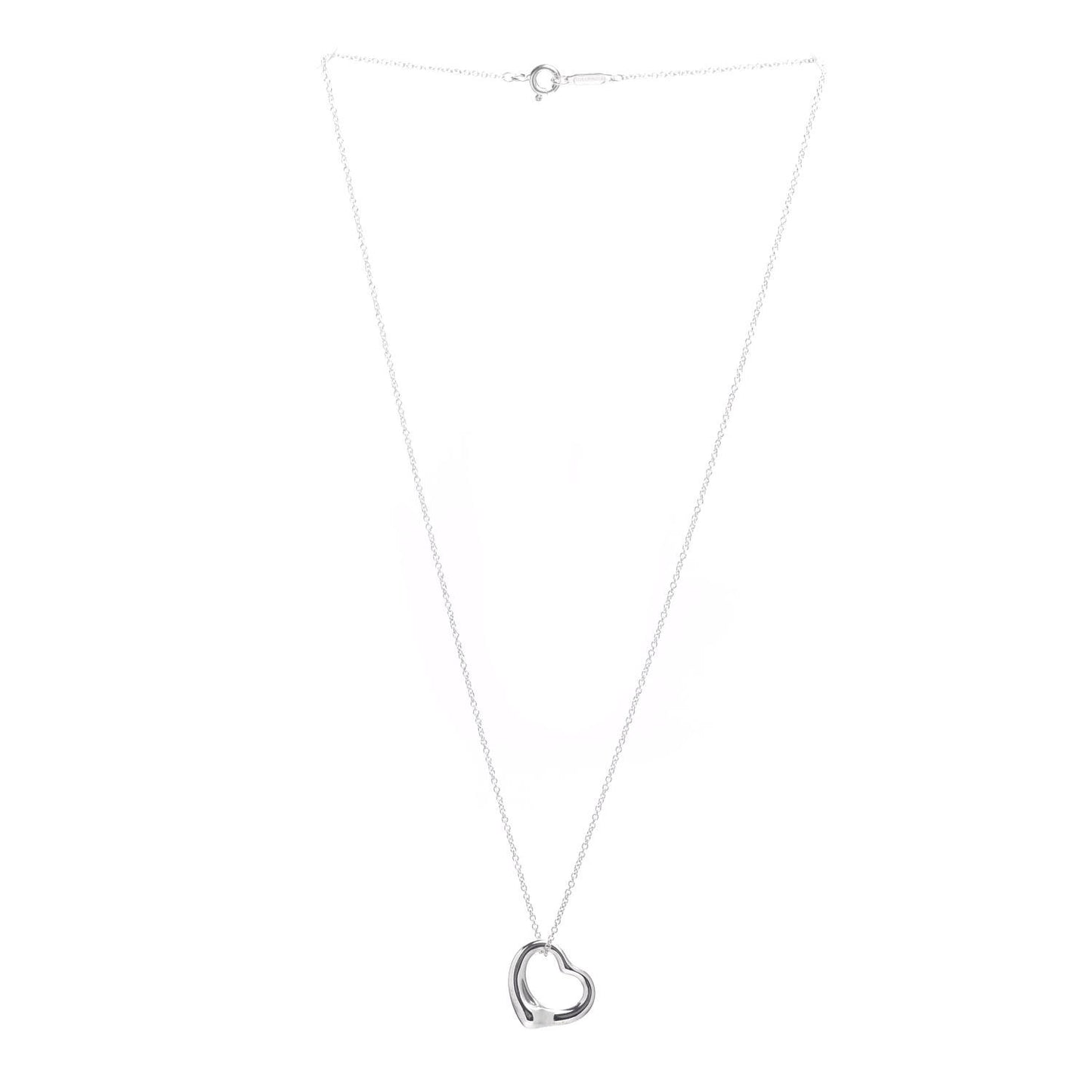 Sterling Silver 16mm Elsa Peretti Open Heart Pendant Necklace