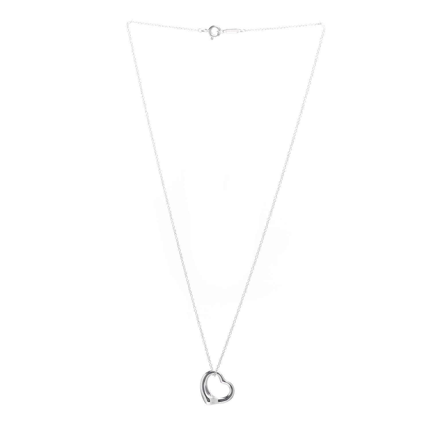 Tiffany Sterling Silver 16mm Elsa Peretti Open Heart Pendant Necklace 3 of 4