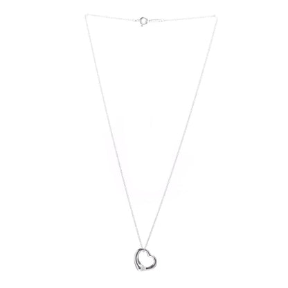 Tiffany Sterling Silver 16mm Elsa Peretti Open Heart Pendant Necklace 3 of 4