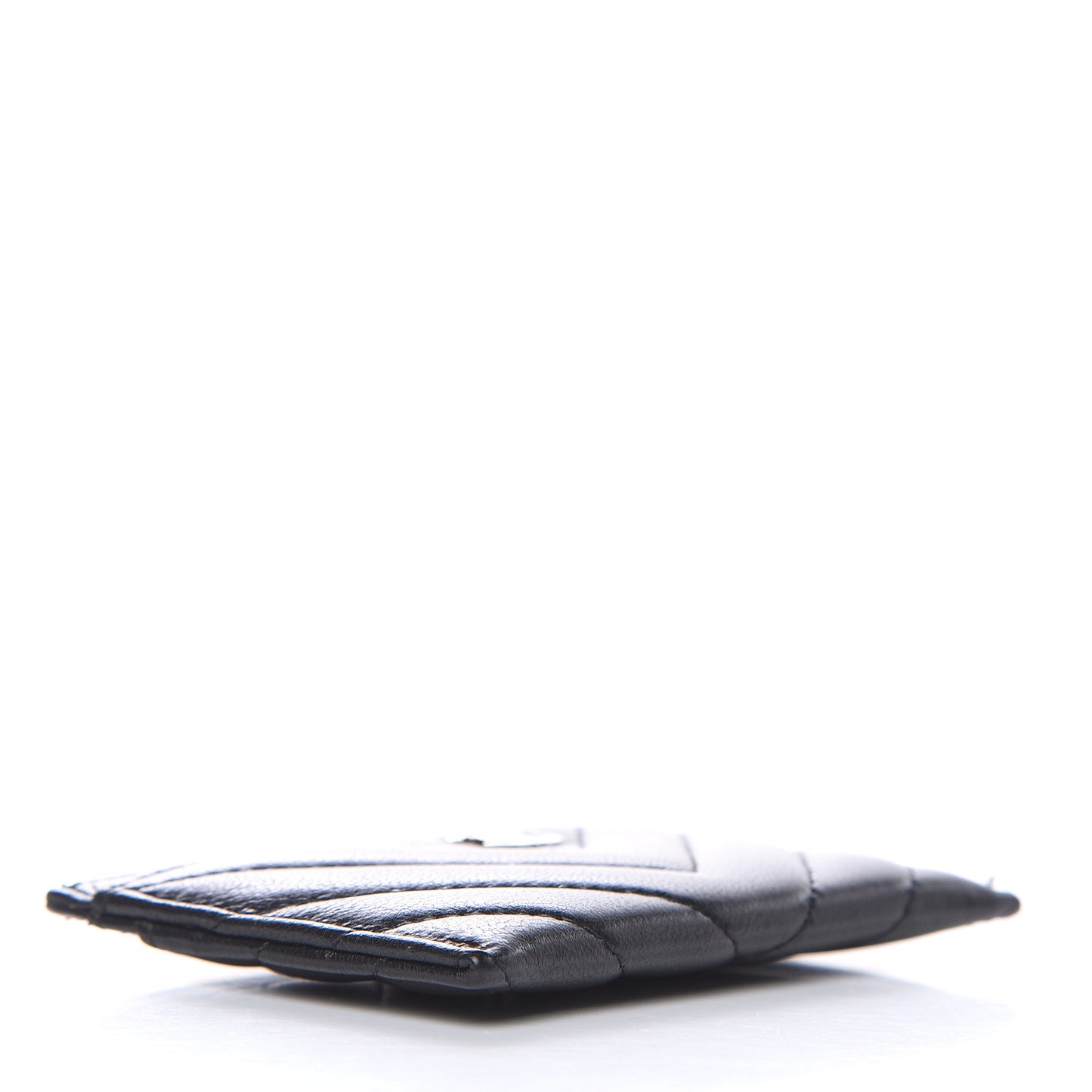 Lambskin Chevron Quilted Card Holder Black