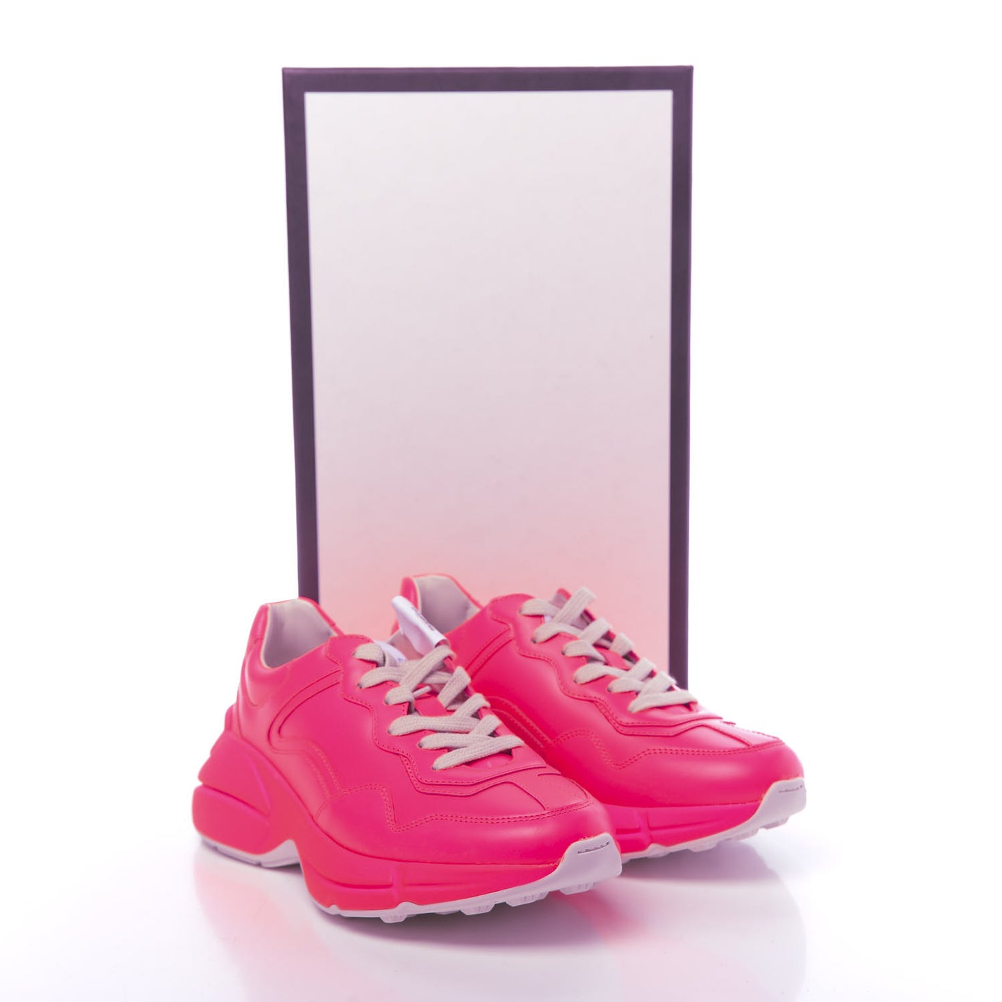 Calfskin Womens Rhyton Sneakers 36 Fluo Fuxia
