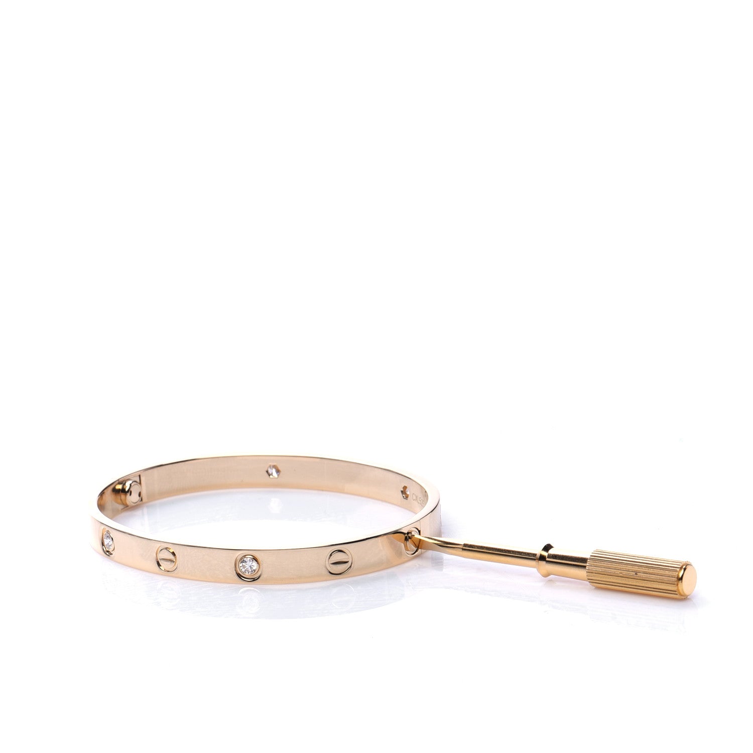 Cartier 18K Yellow Gold 4 Diamond LOVE Bracelet 17 4 of 6