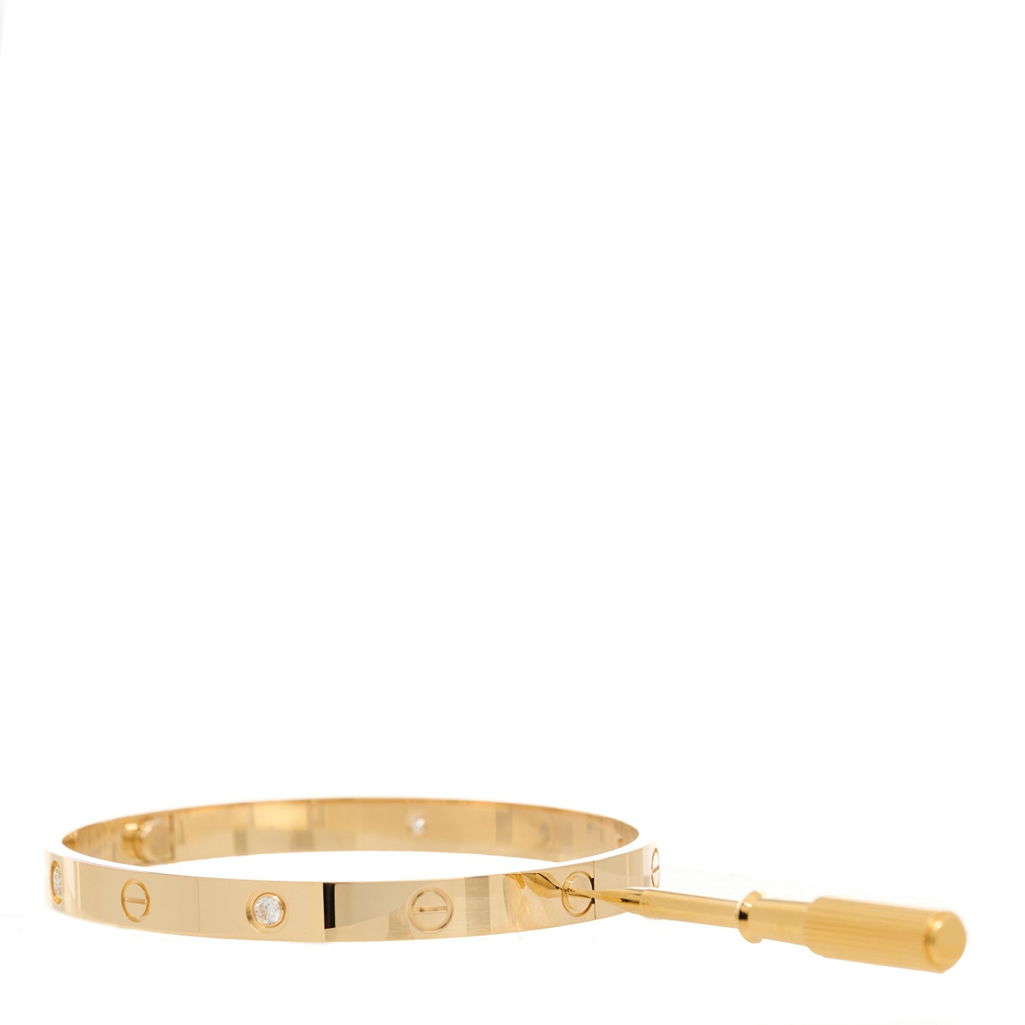 18K Yellow Gold 4 Diamond LOVE Bracelet 19
