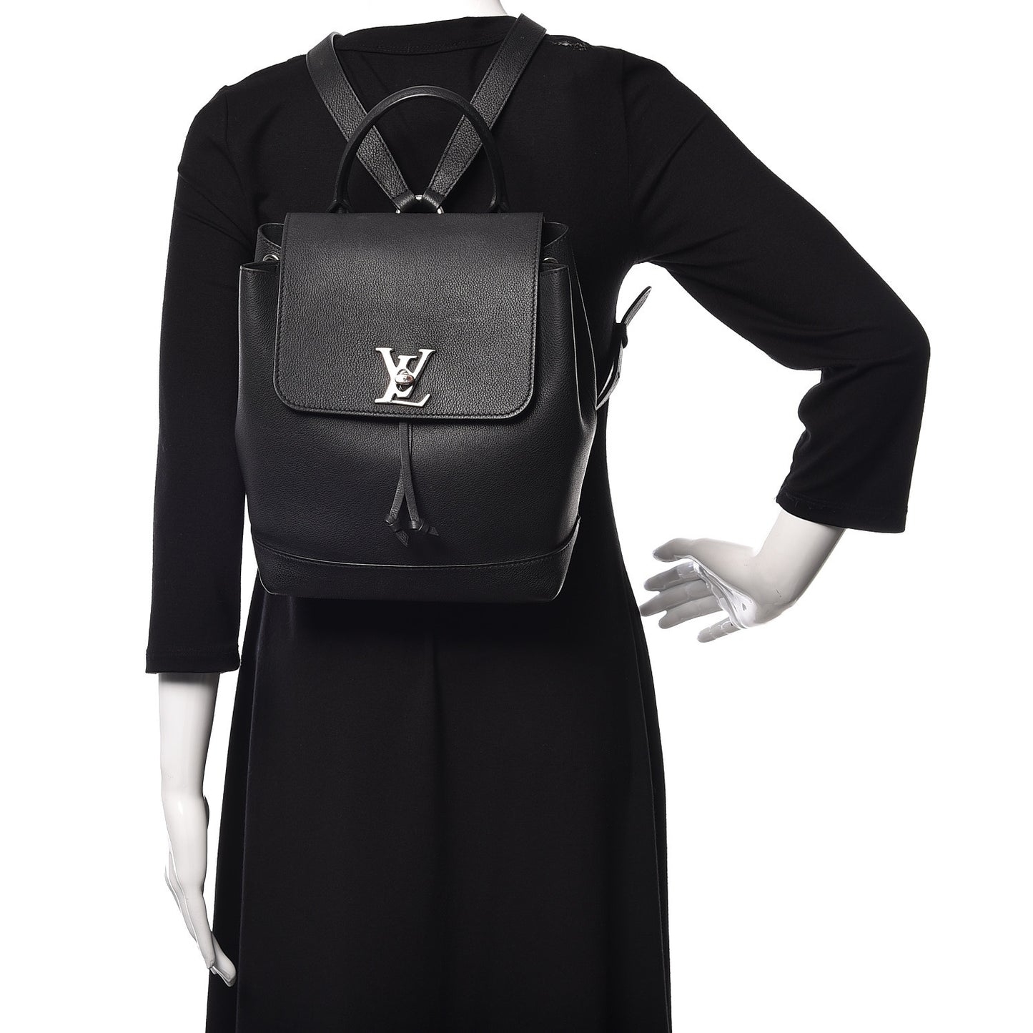 Calfskin Lockme Backpack Black
