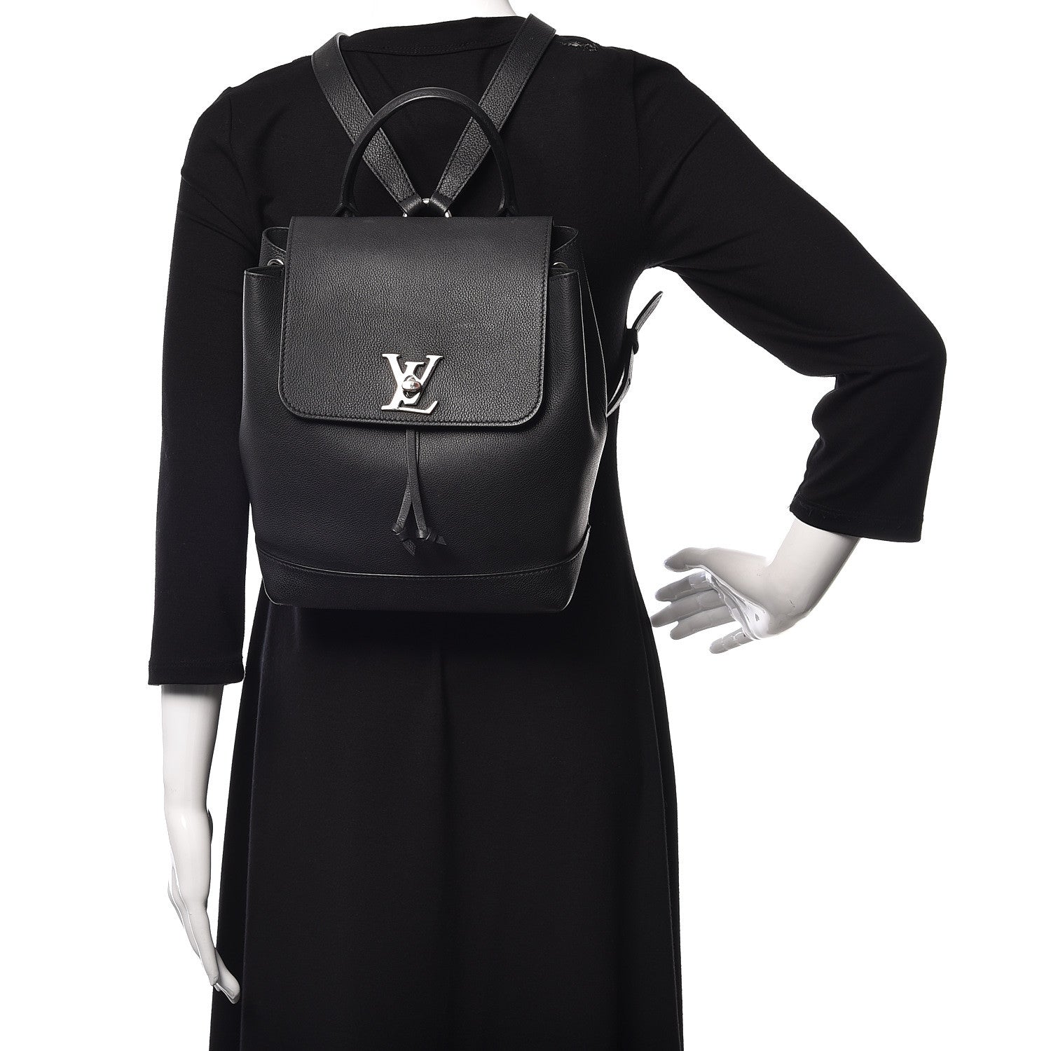 Louis Vuitton Calfskin Lockme Backpack Black 2 of 9