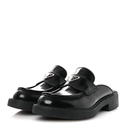 Prada Spazzolato Triangle 40mm Loafer Mules 37 Black 4 of 16