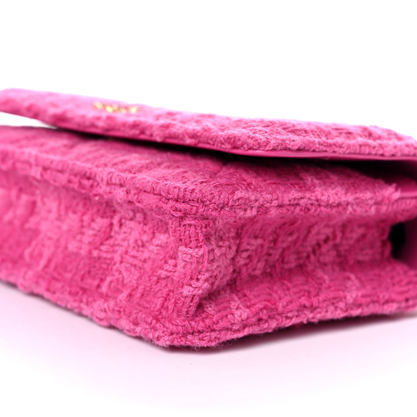 Wool Tweed Lambskin Quilted Chanel 19 Wallet On Chain WOC and Coin Purse Fuchsia