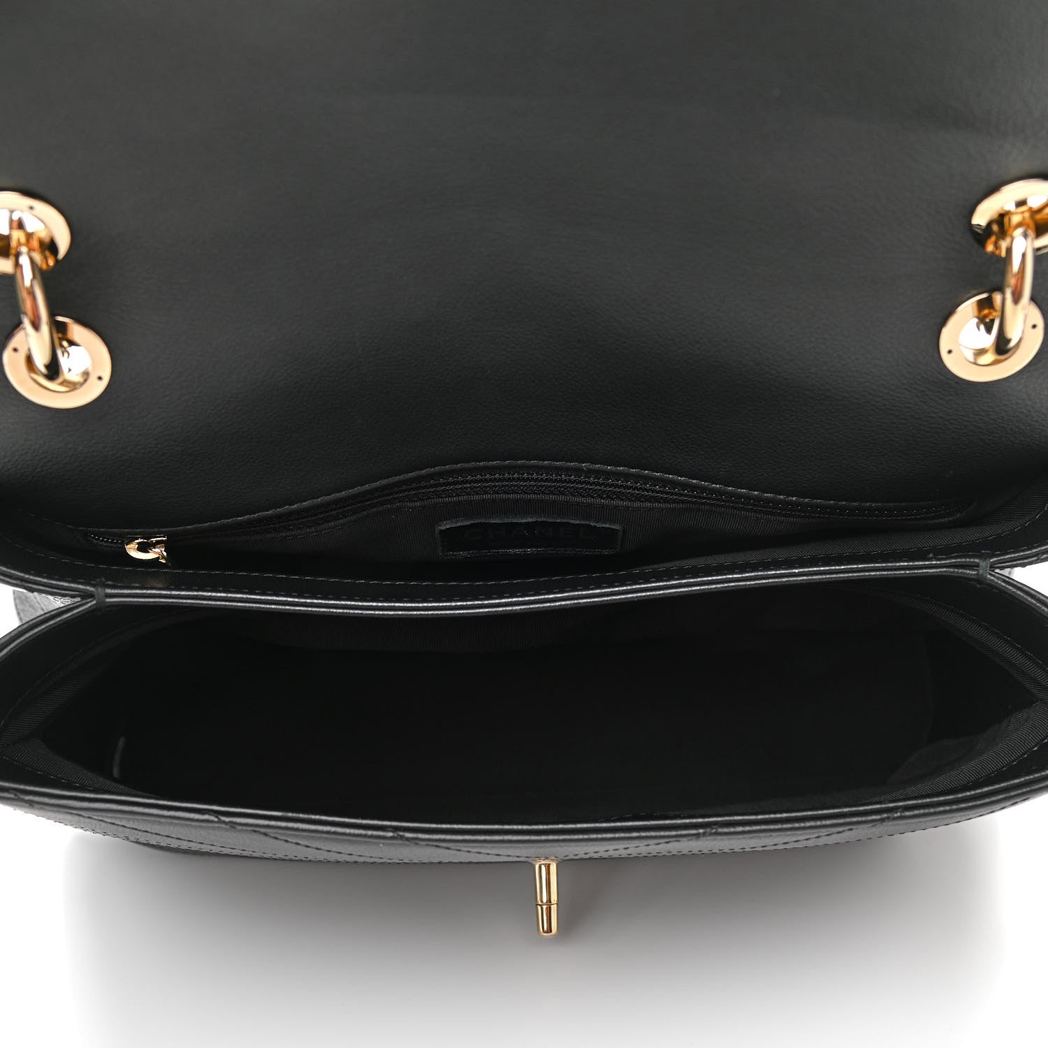 Chanel Grained Calfskin Chevron Stitched Medium Chic Top Handle Flap Black 5 of 10