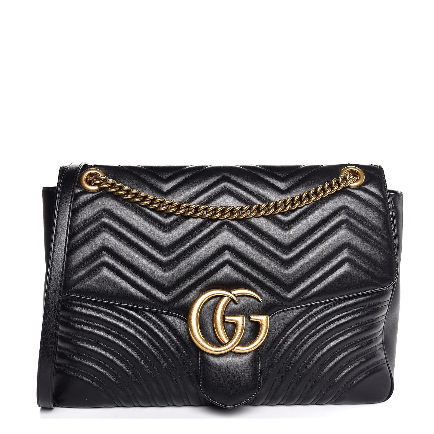 Calfskin Matelasse Large GG Marmont Shoulder Bag Black