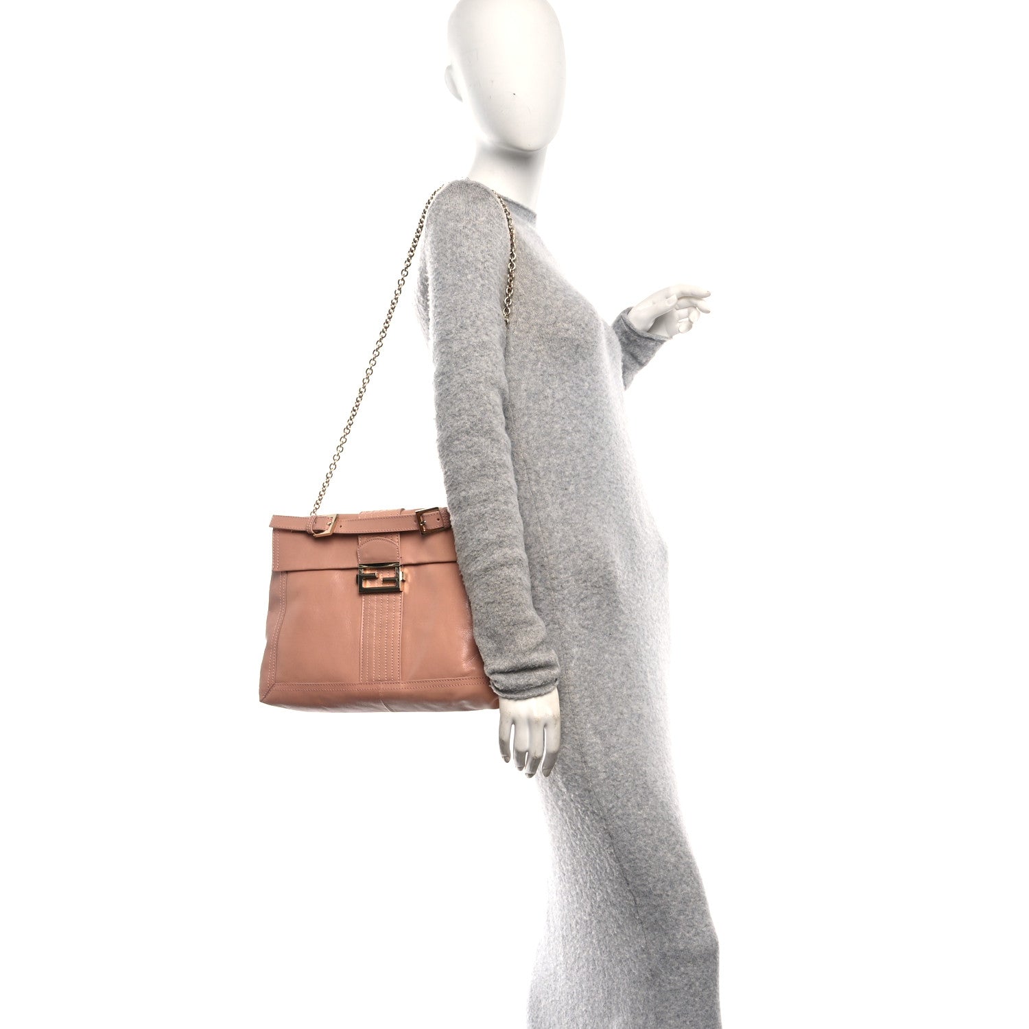 Fendi Vitello Acqua Maxi Baguette Shoulder Bag Lilla 2 of 10