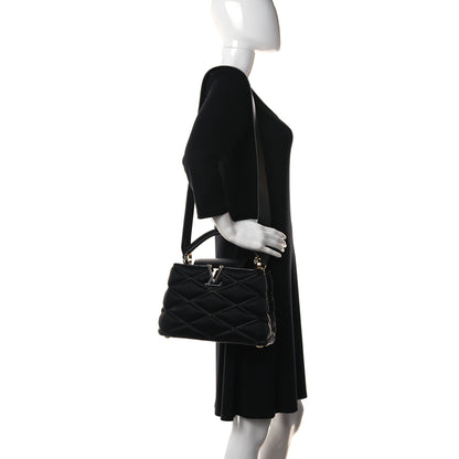 Louis Vuitton Calfskin Pleated Capucines BB Black 2 of 11