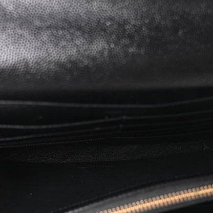 Saint Laurent Grain De Poudre Matelasse Chevron Monogram Chain Wallet Black 5 of 11