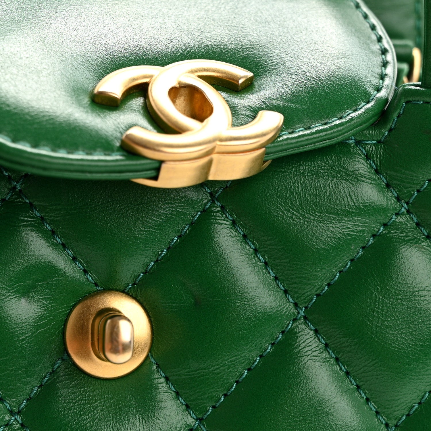 Chanel Shiny Aged Calfskin Quilted Nano Kelly Shopper Green 13 of 15