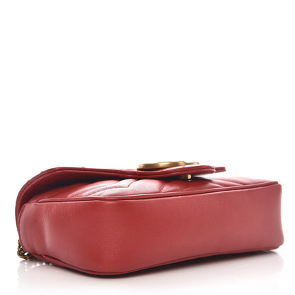 Gucci Calfskin Matelasse Super Mini GG Marmont Shoulder Bag Hibiscus Red 4 of 7