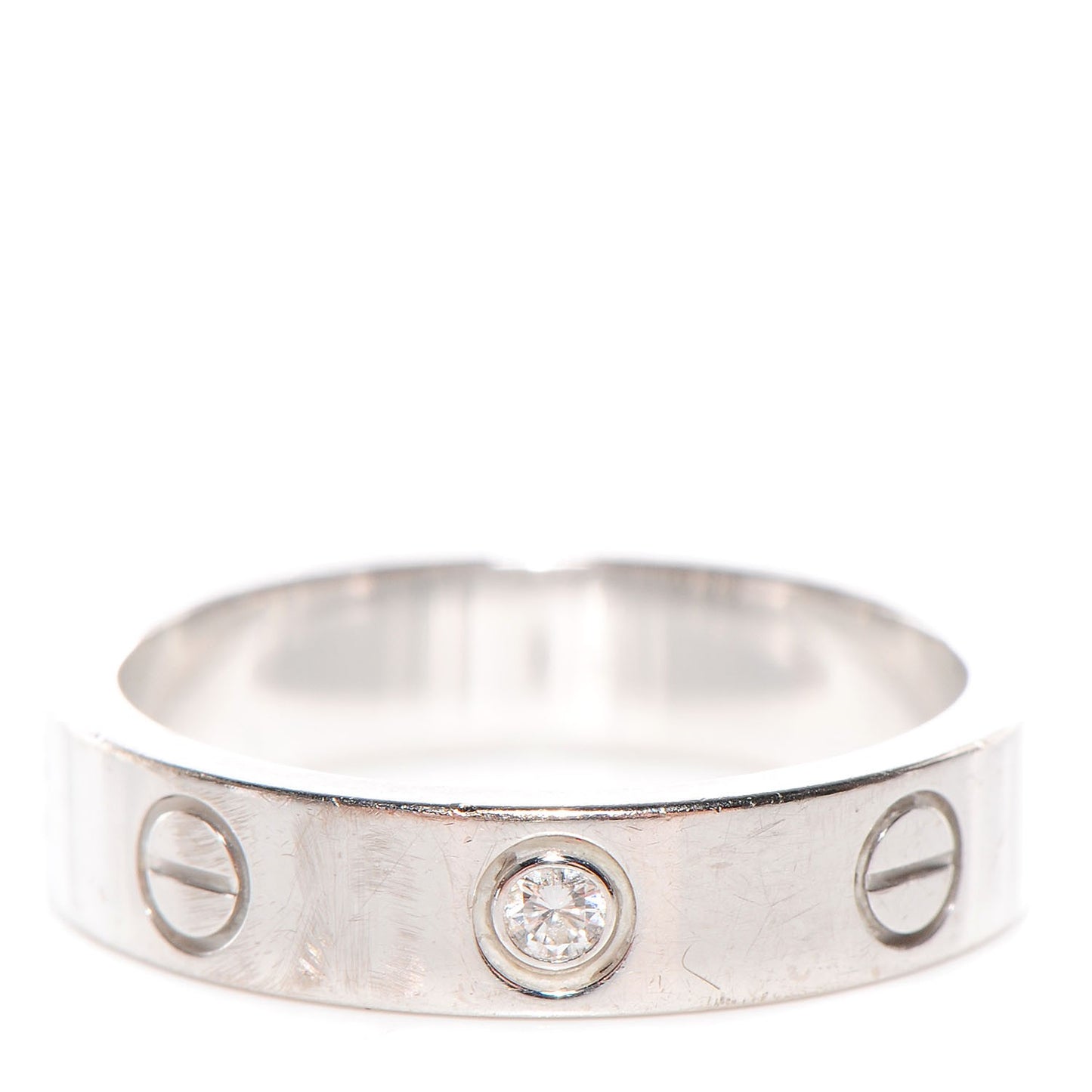18k White Gold Diamond 4mm Wedding Band LOVE Ring 49 US 4.75