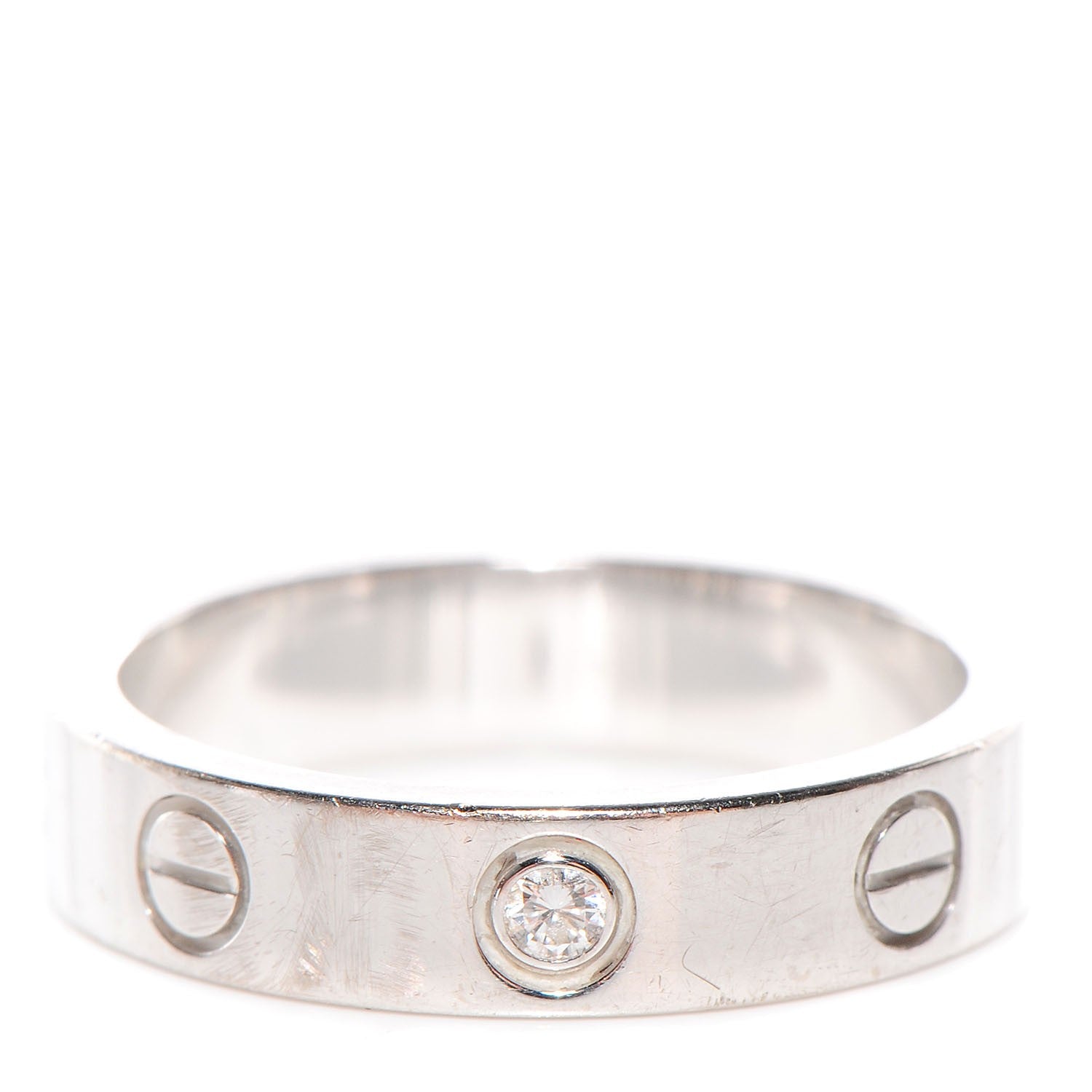 Cartier 18k White Gold Diamond 4mm Wedding Band LOVE Ring 49 US 4.75 1 of 4