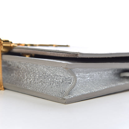 Saint Laurent Metallic Calfskin Classic Monogram Kate Tassel Chain Wallet Platine 10 of 11