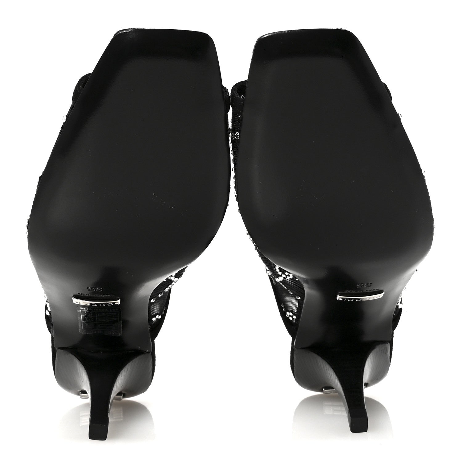 Gucci Tela Retino Kid Scamosciato Crystal GG Monogram Square G 95mm Slide Sandals 35 Black 6 of 8
