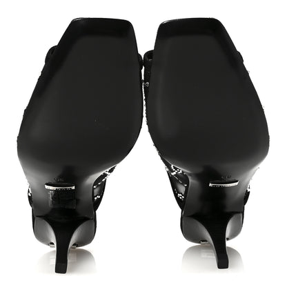 Gucci Tela Retino Kid Scamosciato Crystal GG Monogram Square G 95mm Slide Sandals 35 Black 6 of 8