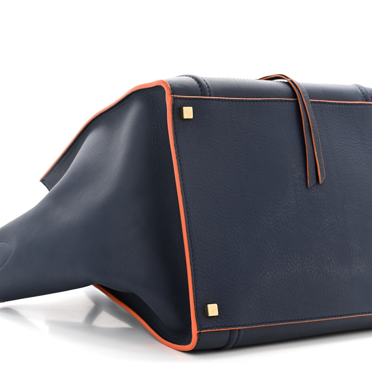 Supple Calfskin Large Phantom Luggage Navy Blue Orange