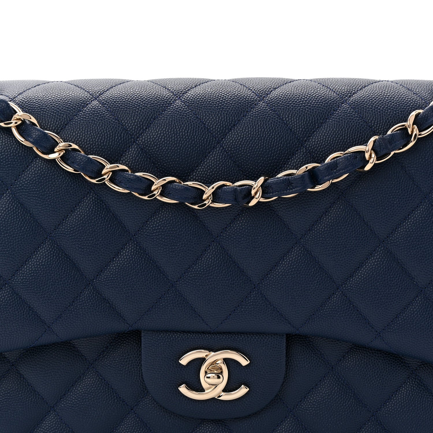 CHANEL ネイビー キルティング バッグ Chanel Caviar Quilted Top Handle Slim Vanity With Chain Navy