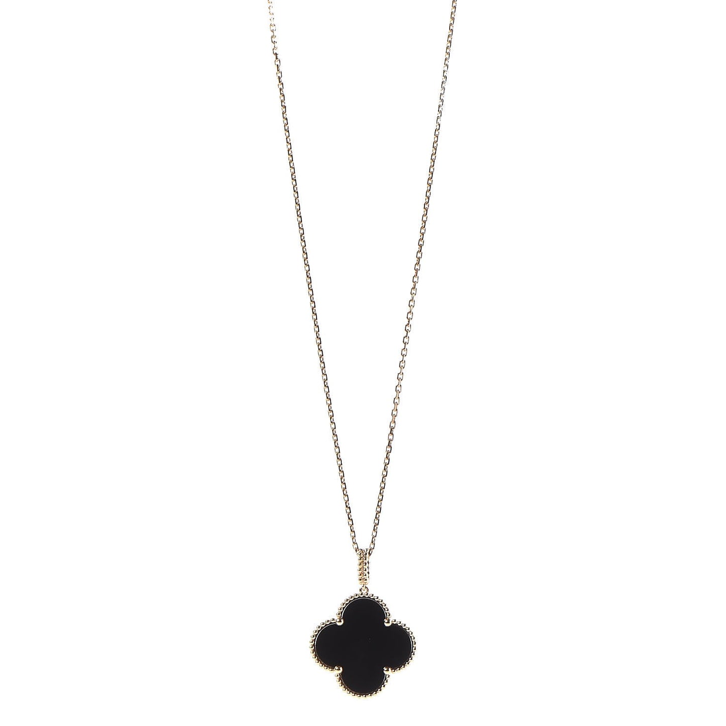 18K Yellow Gold Black Onyx Magic Alhambra Pendant Necklace