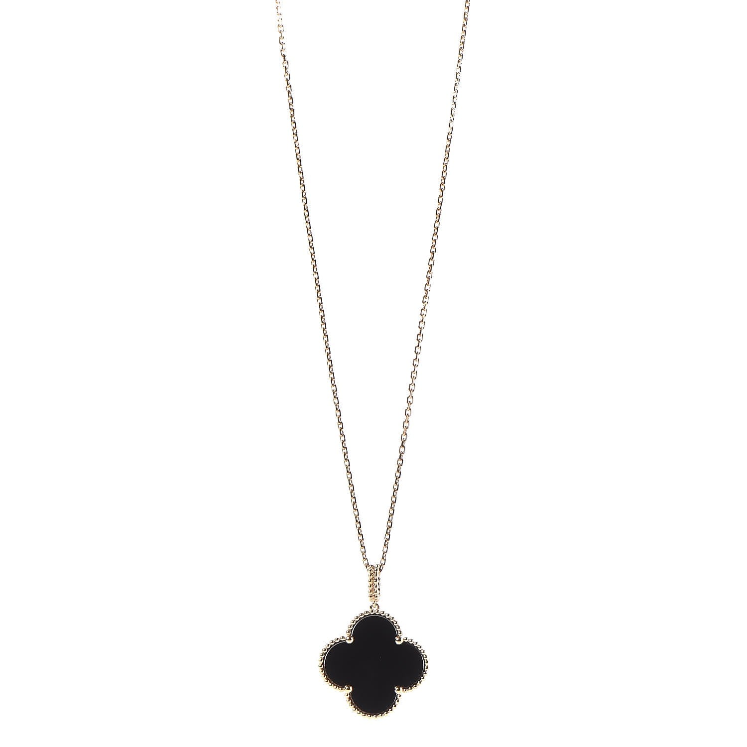 Van Cleef & Arpels 18K Yellow Gold Black Onyx Magic Alhambra Pendant Necklace 1 of 8